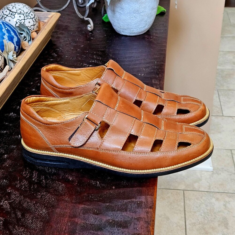 Sandro Men's Leather Sandals, Tan, Sz 13